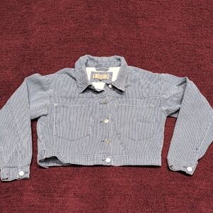 26 International Blue Striped Jean Jacket